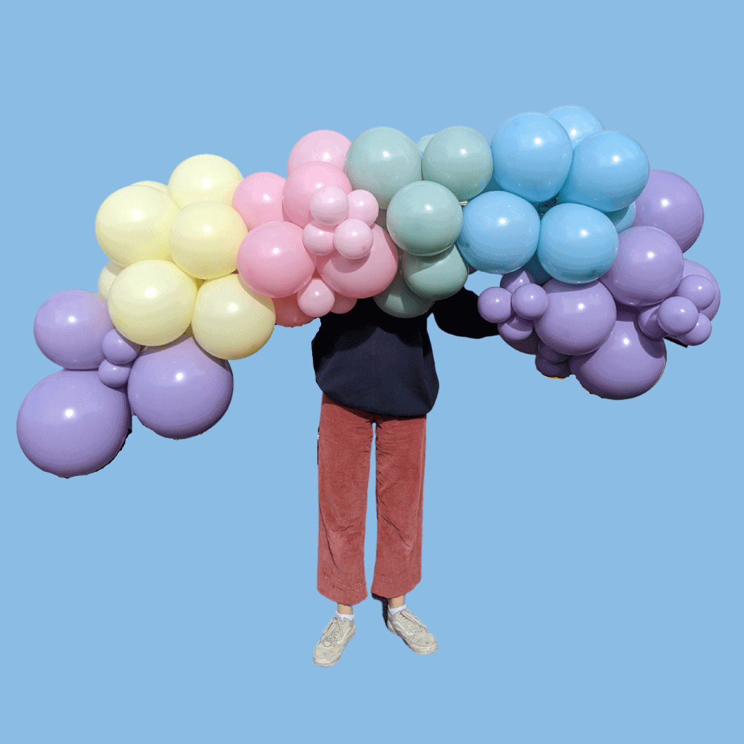 pastel rainbow balloon garland perth